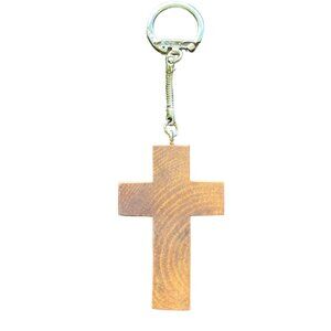 Handmade Wooden Cross Keychain Men Women Religious #2
